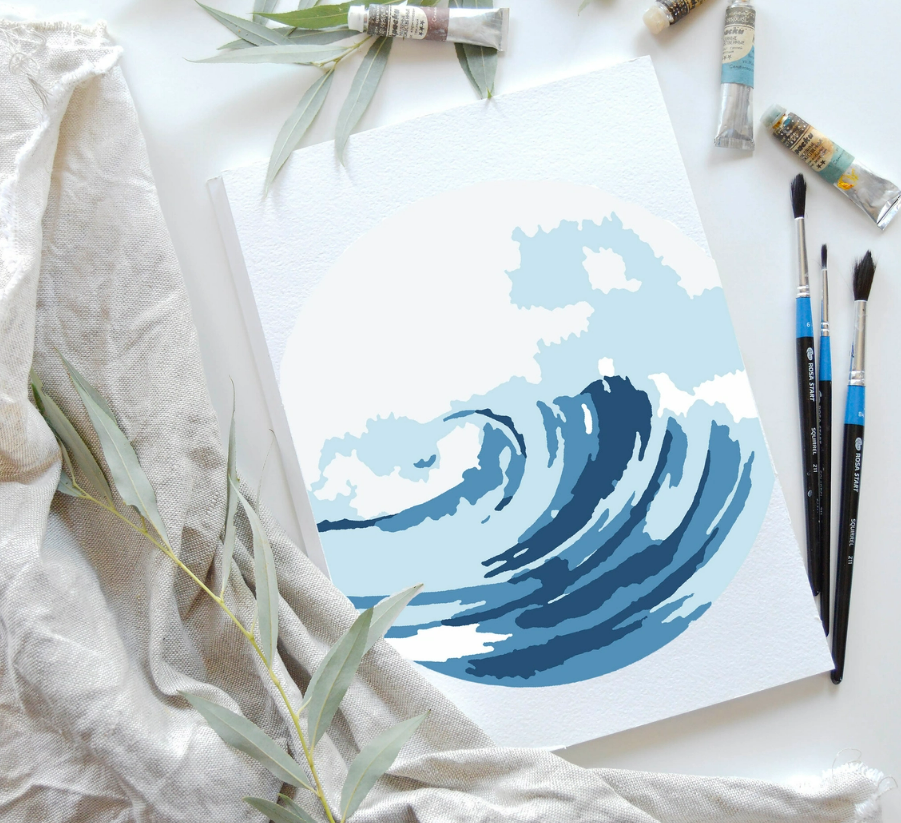 Ocean Waves Paint by Number Kit by Cate Paper Co.
