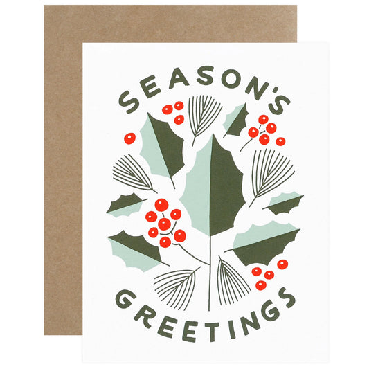"Season's Greetings" Holly Card by Worthwhile Paper