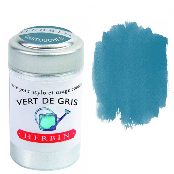 Herbin Fountain Pen Ink Cartridges - Tin of 6 - Vert de Gris (Veridris) by Herbin - K. A. Artist Shop