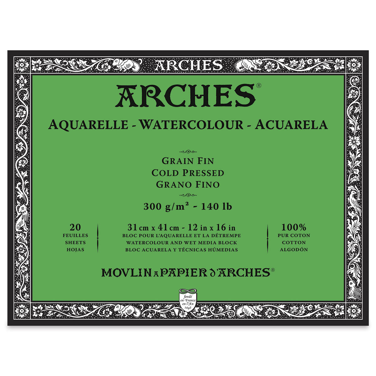 ARCHES - Bloc papier aquarelle - 300g - 12 Feuilles - Arches