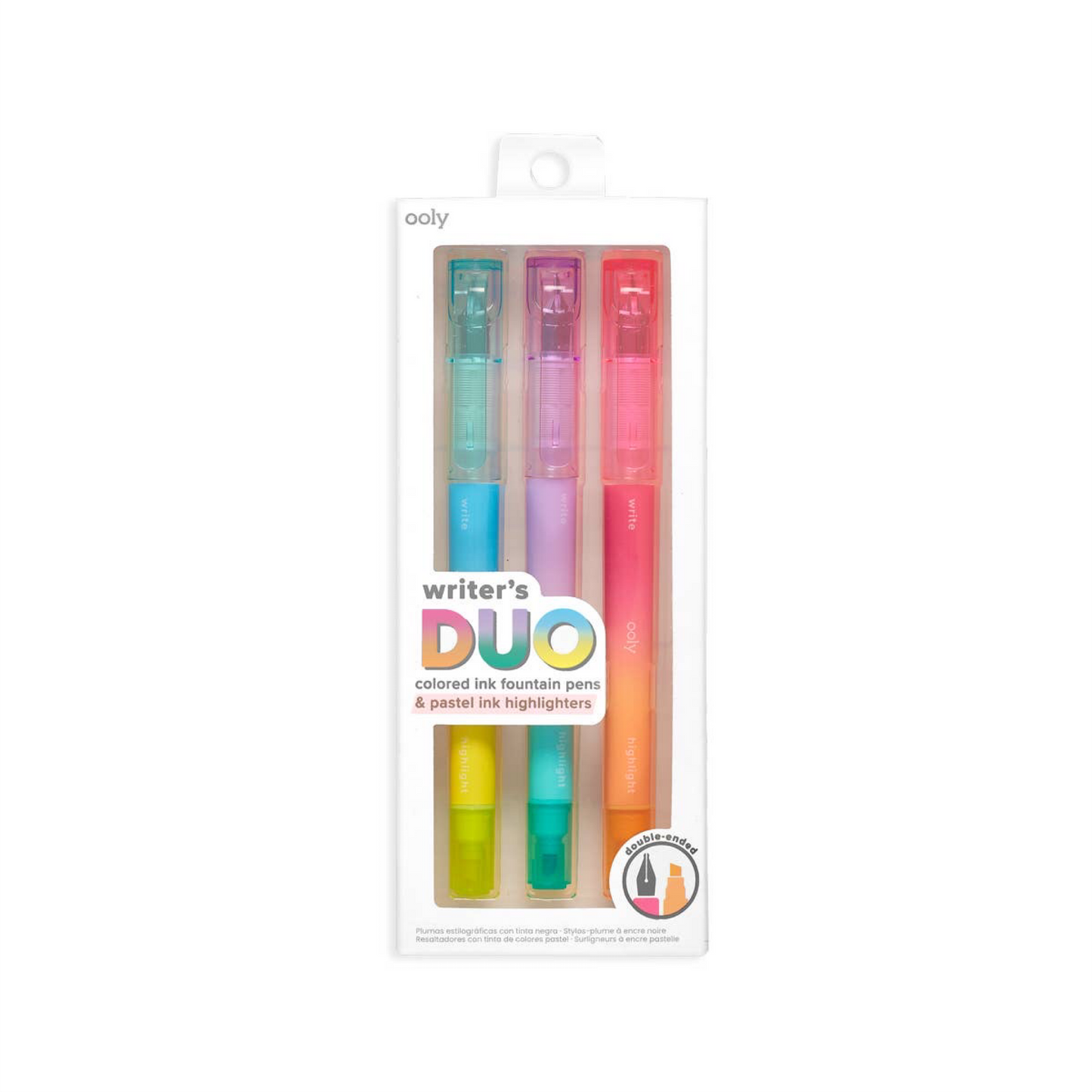 Ooly Writer's Duo Double-Ended Fountain Pens + Highlighters - Set of 3 - by Ooly - K. A. Artist Shop
