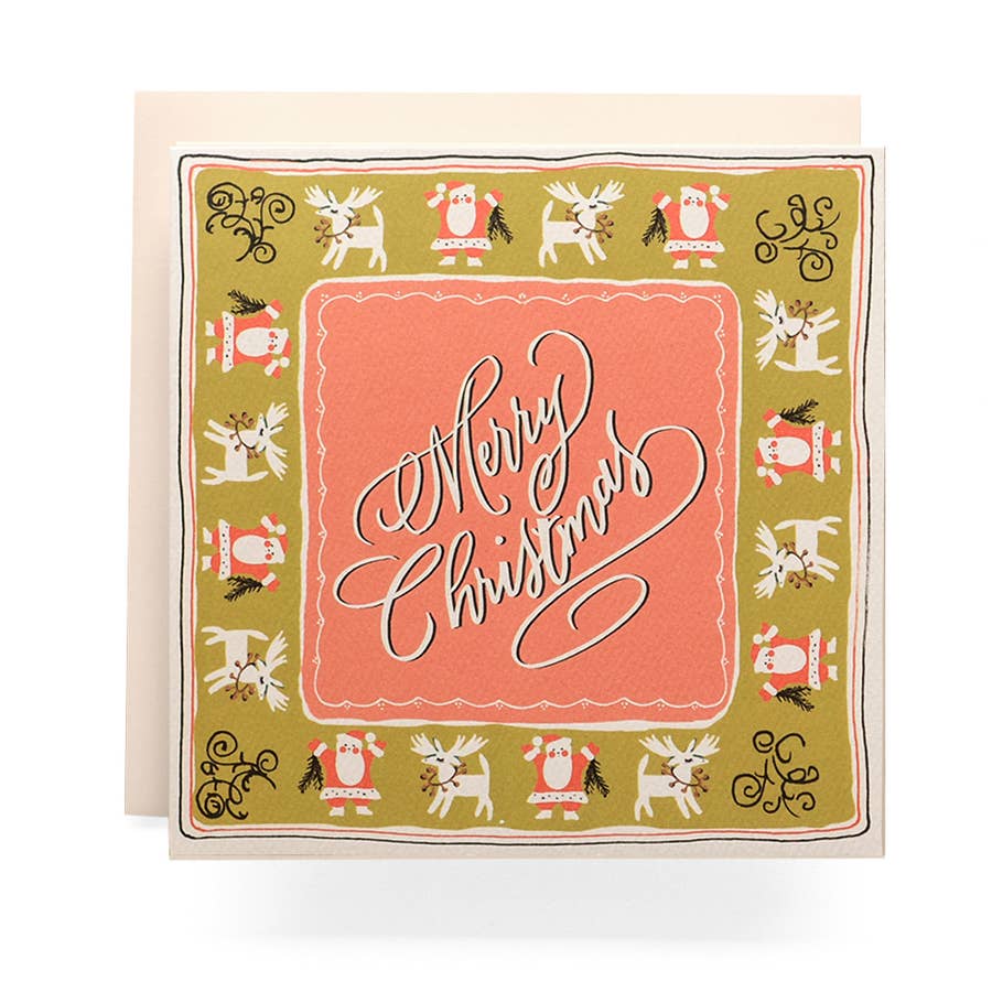 Antiquaria Handkerchief Christmas Greeting Card - by Antiquaria - K. A. Artist Shop