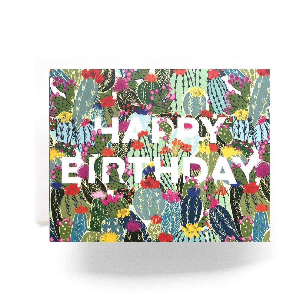 "Cactus Explosion Birthday" Card by Antiquaria - by K. A. Artist Shop - K. A. Artist Shop