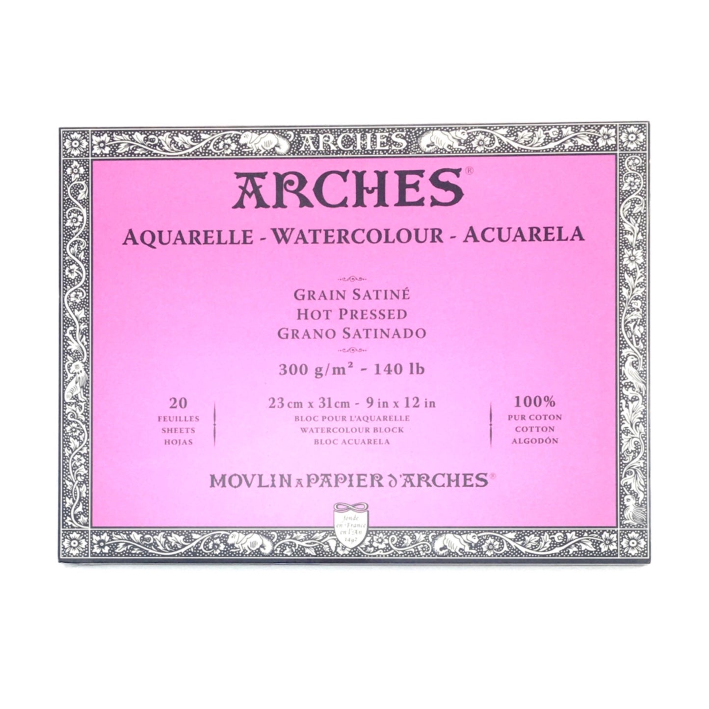 Arches Aquarelle Watercolor Block - Hot Press - 300 gsm - 9 x 12 inches by Arches - K. A. Artist Shop
