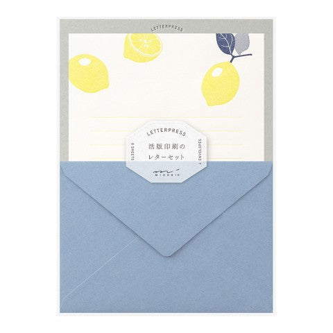 Midori Letterpress Sets w/ Stationery Papers and Envelopes - Lemon (Set 467) by Midori - K. A. Artist Shop