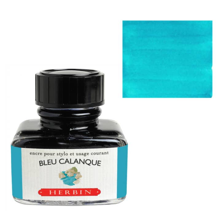 Herbin Fountain Ink Bottle - 30 ml - Bleu Calanque (Blue Creek) by Herbin - K. A. Artist Shop