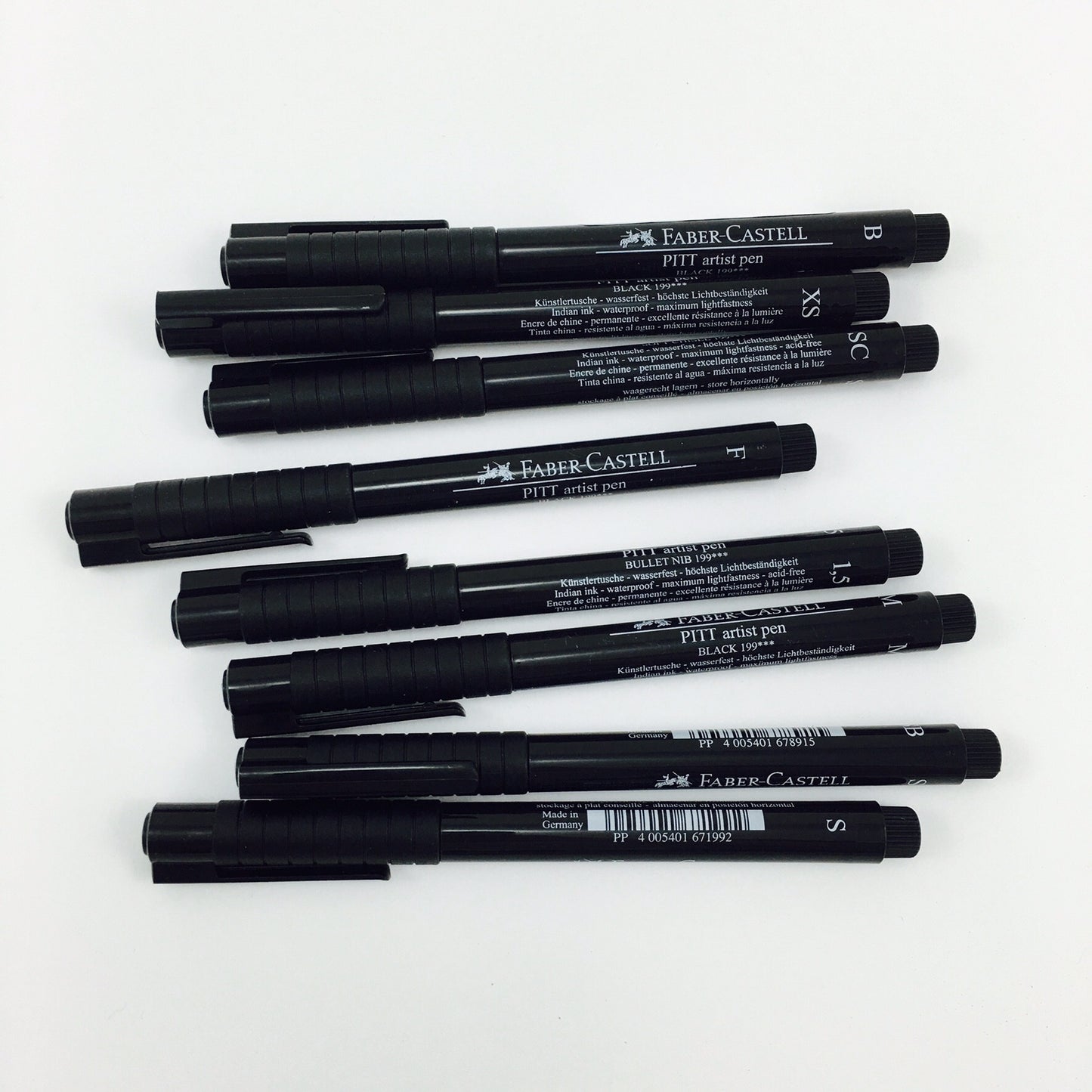 Faber-Castell Pitt Artist Pens - 8 Black India Ink, Assorted Nibs, Archival