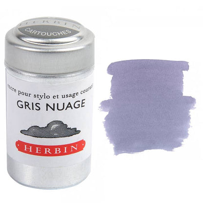 Herbin Fountain Pen Ink Cartridges - Tin of 6 - Gris Nuage (Gray Cloud) by Herbin - K. A. Artist Shop