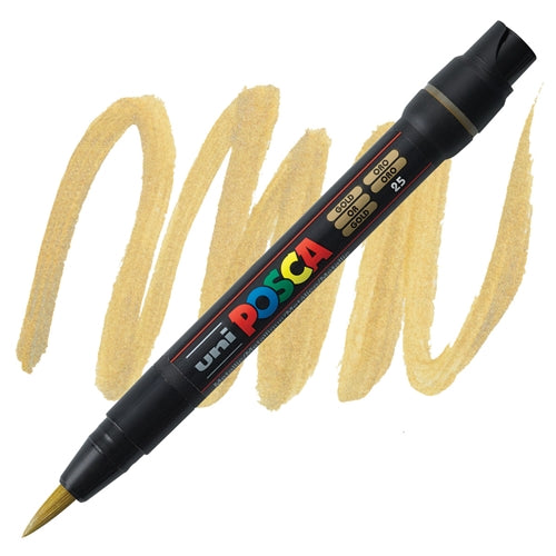 POSCA Acrylic Paint Marker - PCF - 350 Brush Tip - Gold by POSCA - K. A. Artist Shop