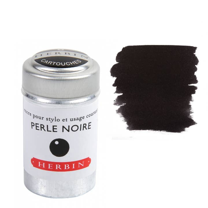 Herbin Fountain Pen Ink Cartridges - Tin of 6 - Perle Noir (Black Pearl) by Herbin - K. A. Artist Shop