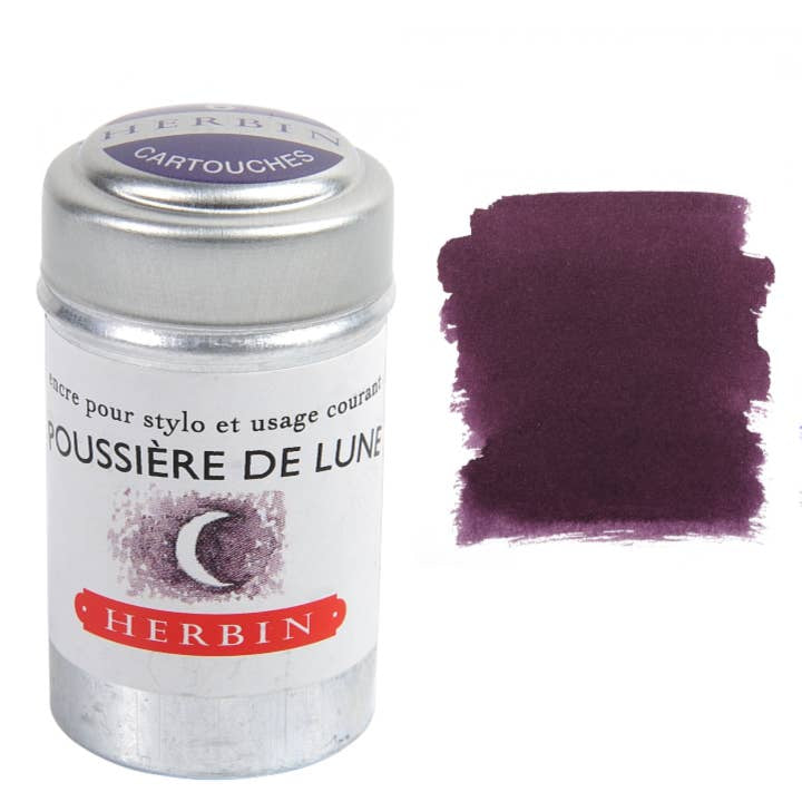 Herbin Fountain Pen Ink Cartridges - Tin of 6 - Poussier de Lune (Dark Dusty Purple) by Herbin - K. A. Artist Shop