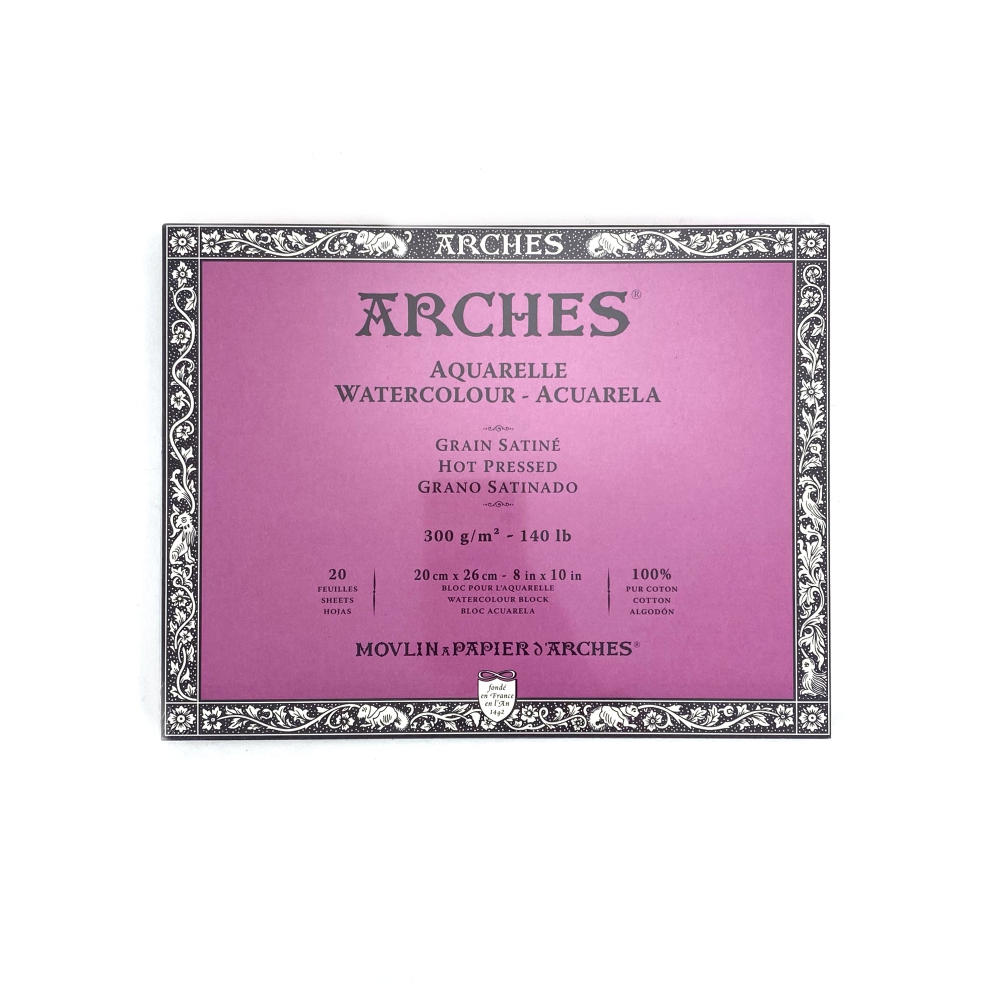 Arches Aquarelle Watercolor Block - Hot Press - 300 gsm - 8 x 10 inches by Arches - K. A. Artist Shop