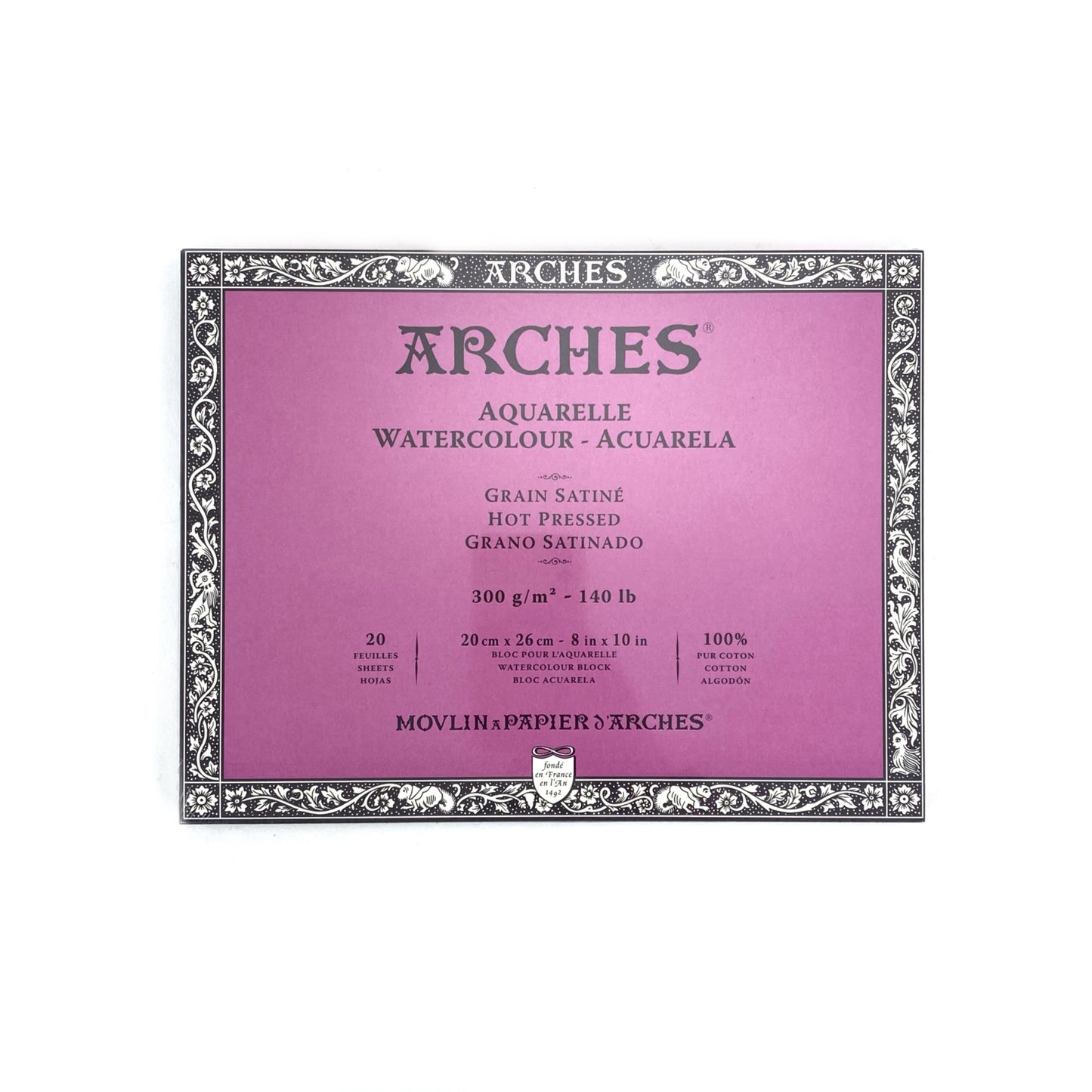 Arches Watercolor Block - 16'' x 20'', Hot Press, 20 Sheets
