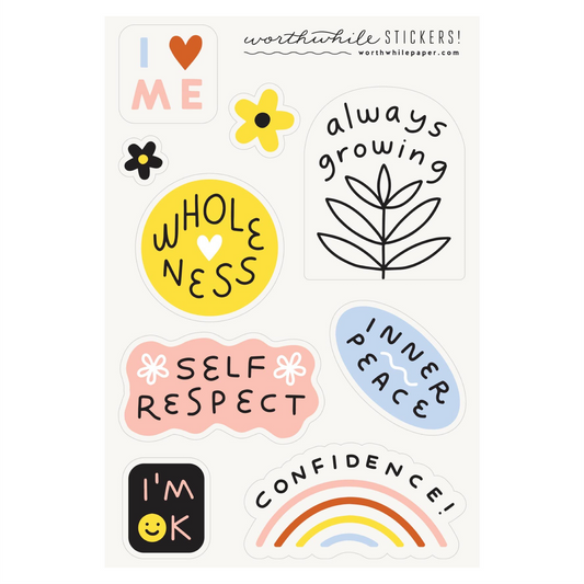 “Self Love” Sticker Sheet by Worthwhile Paper - by Worthwhile Paper - K. A. Artist Shop