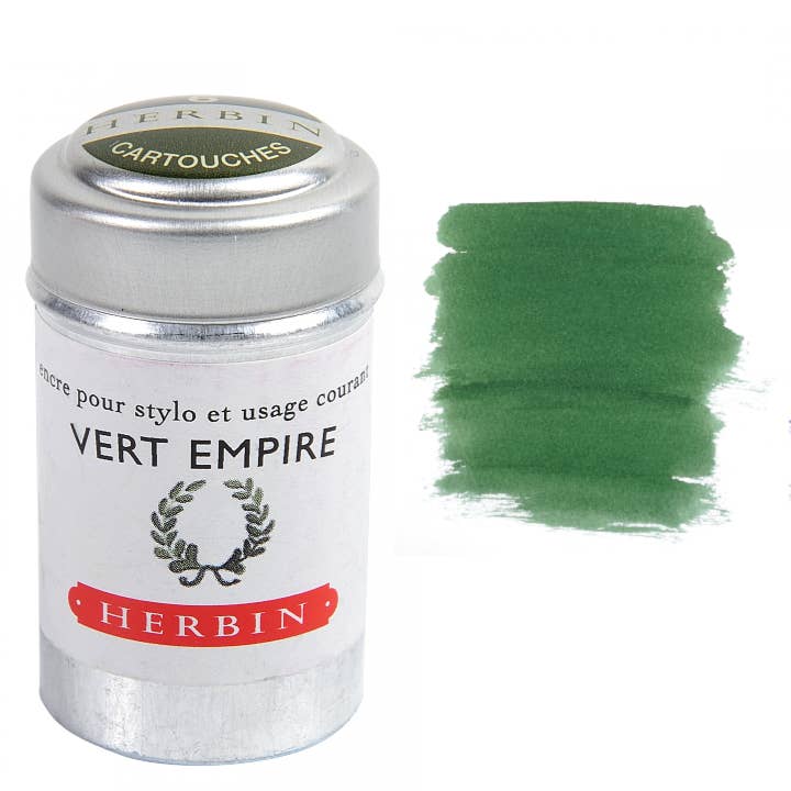 Herbin Fountain Pen Ink Cartridges - Tin of 6 - Vert Empire (Empire Green) by Herbin - K. A. Artist Shop