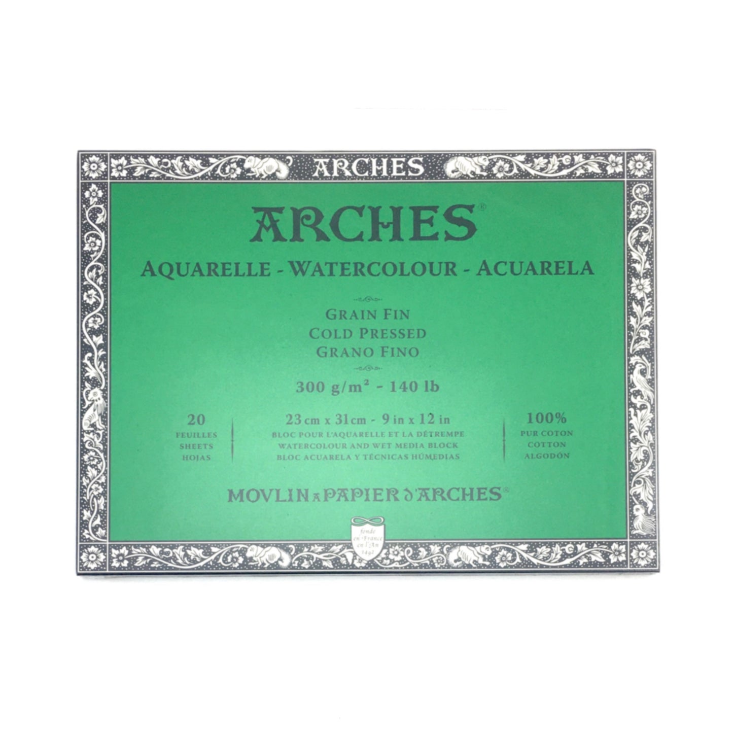 Arches Aquarelle Watercolor Block - Cold Press - 300 gsm - 20 sheets - 9 x 12 inches by Arches - K. A. Artist Shop
