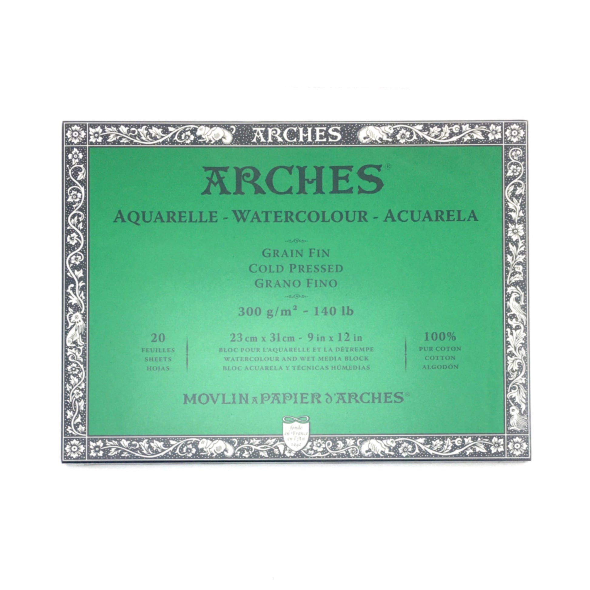 arches Arches Watercolor Block 140 Pound Hot Press Paper - 9 x 12 Sheets