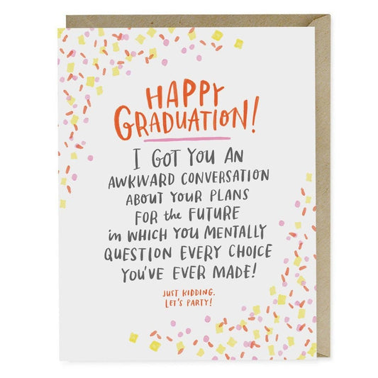 “Awkward Conversation” Graduation Card by Emily McDowell - by Emily McDowell - K. A. Artist Shop