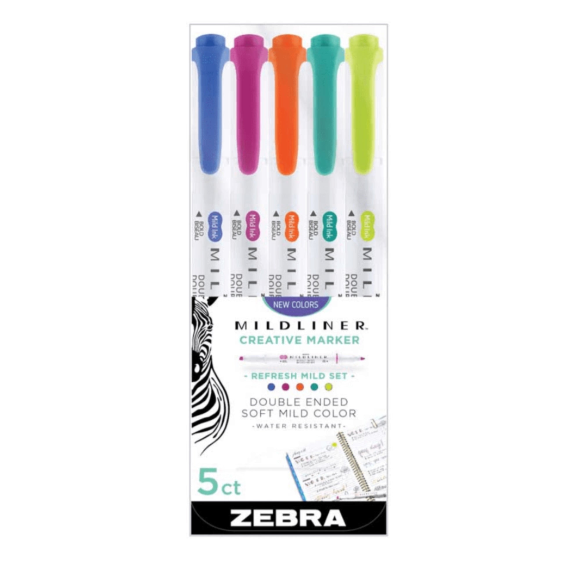 Zebra Mildliner Highlighters - Set of 5 - Refresh Mild by Zebra - K. A. Artist Shop