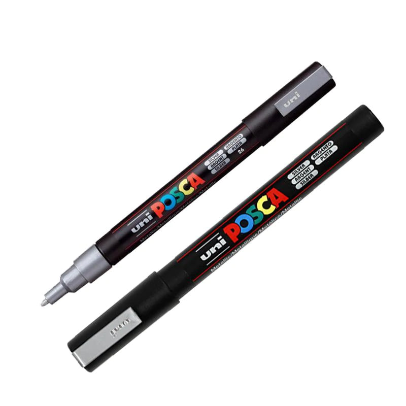 POSCA Acrylic Paint Markers - PC-3M 0.9-1.3mm Bullet Tip - Silver by POSCA - K. A. Artist Shop
