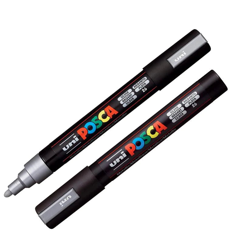 POSCA Acrylic Paint Markers - PC-5M Bullet Tip - Silver by POSCA - K. A. Artist Shop