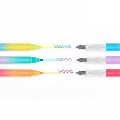 Ooly Writer's Duo Double-Ended Fountain Pens + Highlighters - Set of 3 - by Ooly - K. A. Artist Shop