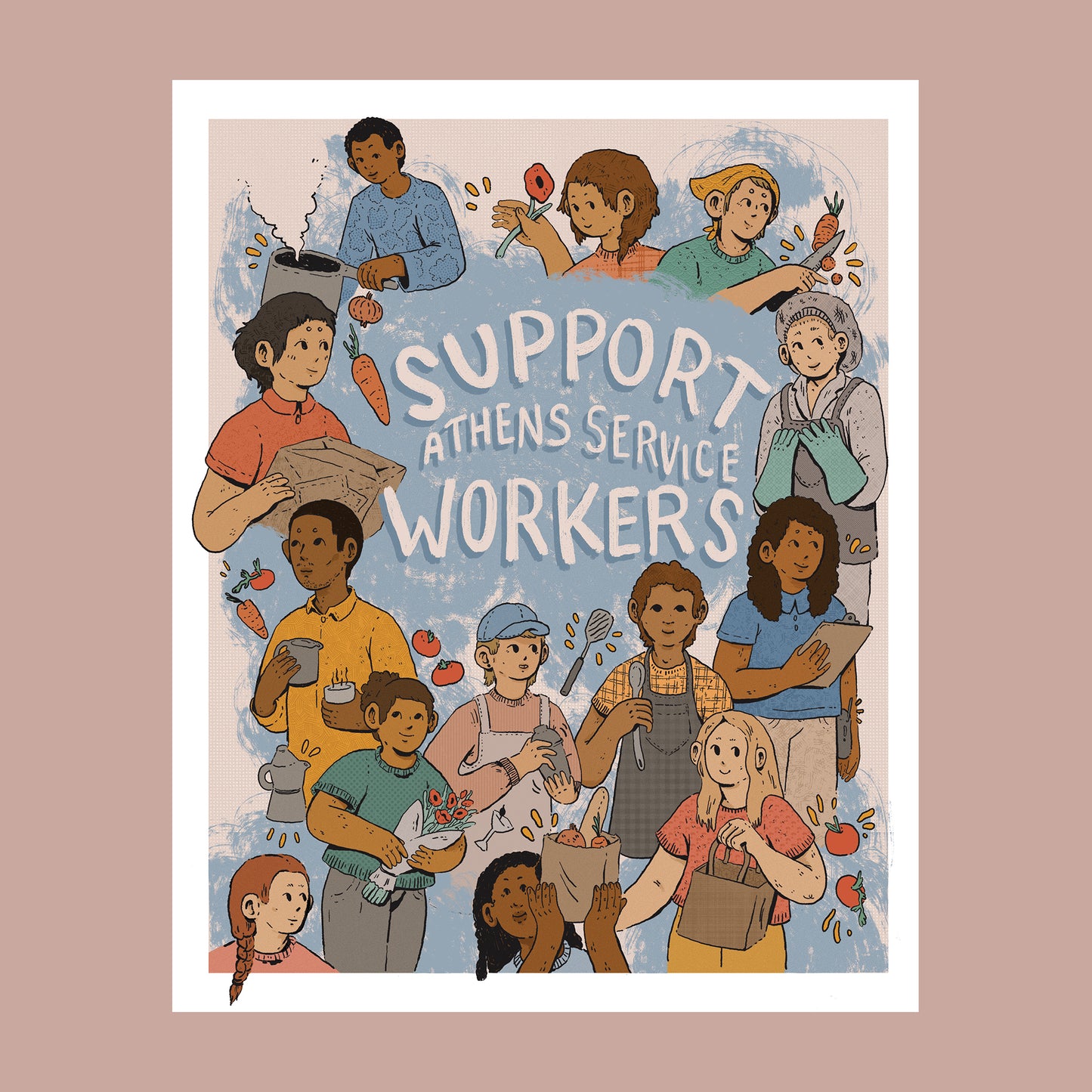 Athens Banner Project: Archival Print of "Support Athens Service Workers" by Klée Schell - by Klée Schell - K. A. Artist Shop