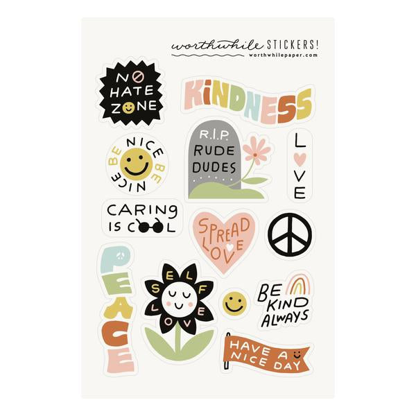 "Kindness" Sticker Sheet by Worthwhile Paper - by Worthwhile Paper - K. A. Artist Shop