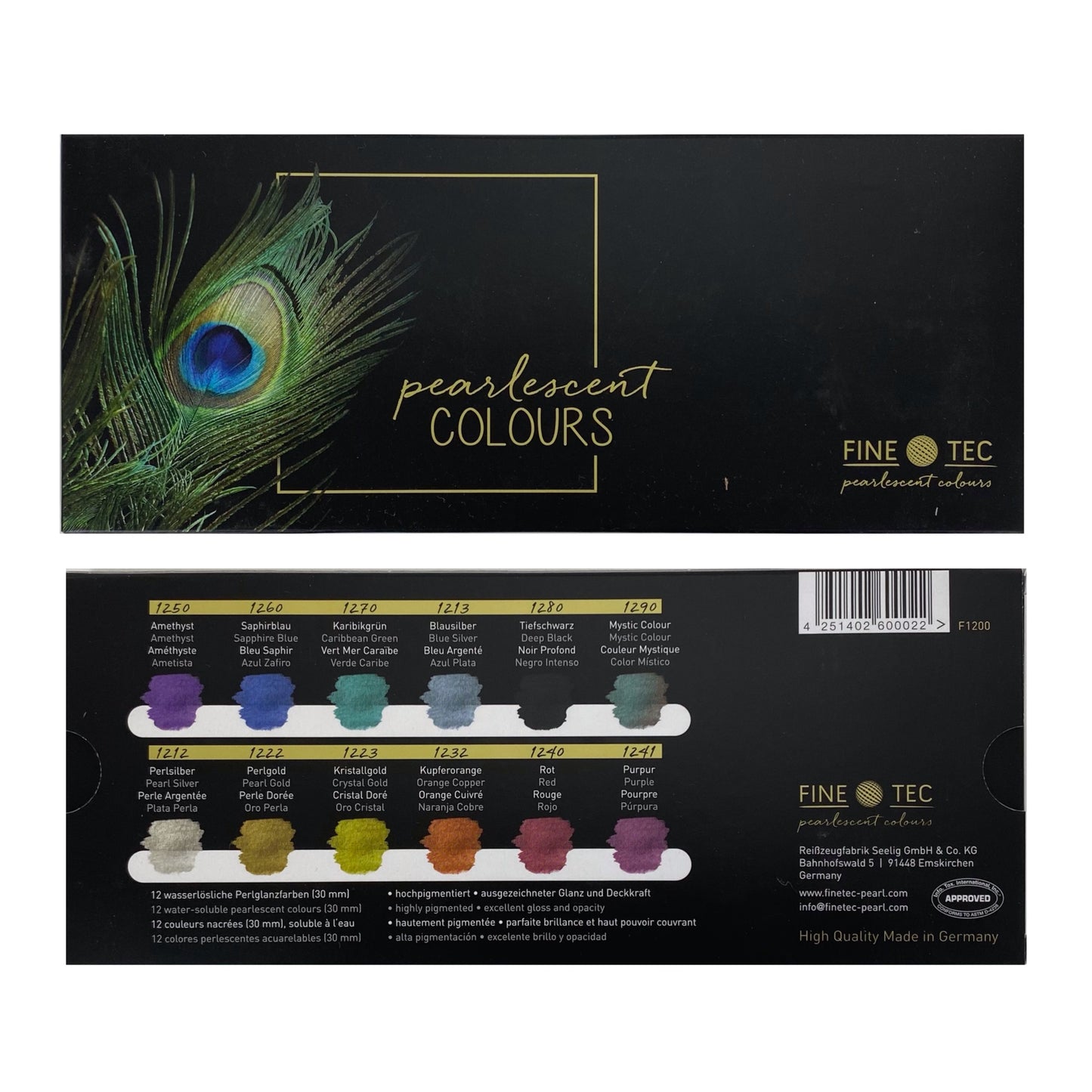 Finetec Watercolor Pearlescent Rainbow Set - 12 Color - by Finetec - K. A. Artist Shop
