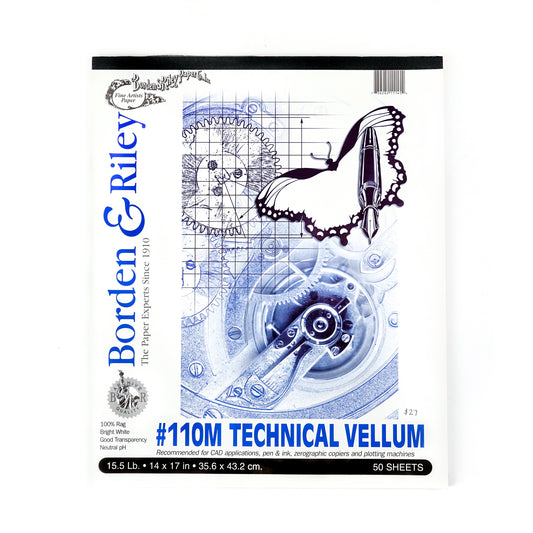 Borden and Riley #110M Technical Vellum Pad - 50 sheets - 14 x 17 inches by Borden and Riley - K. A. Artist Shop