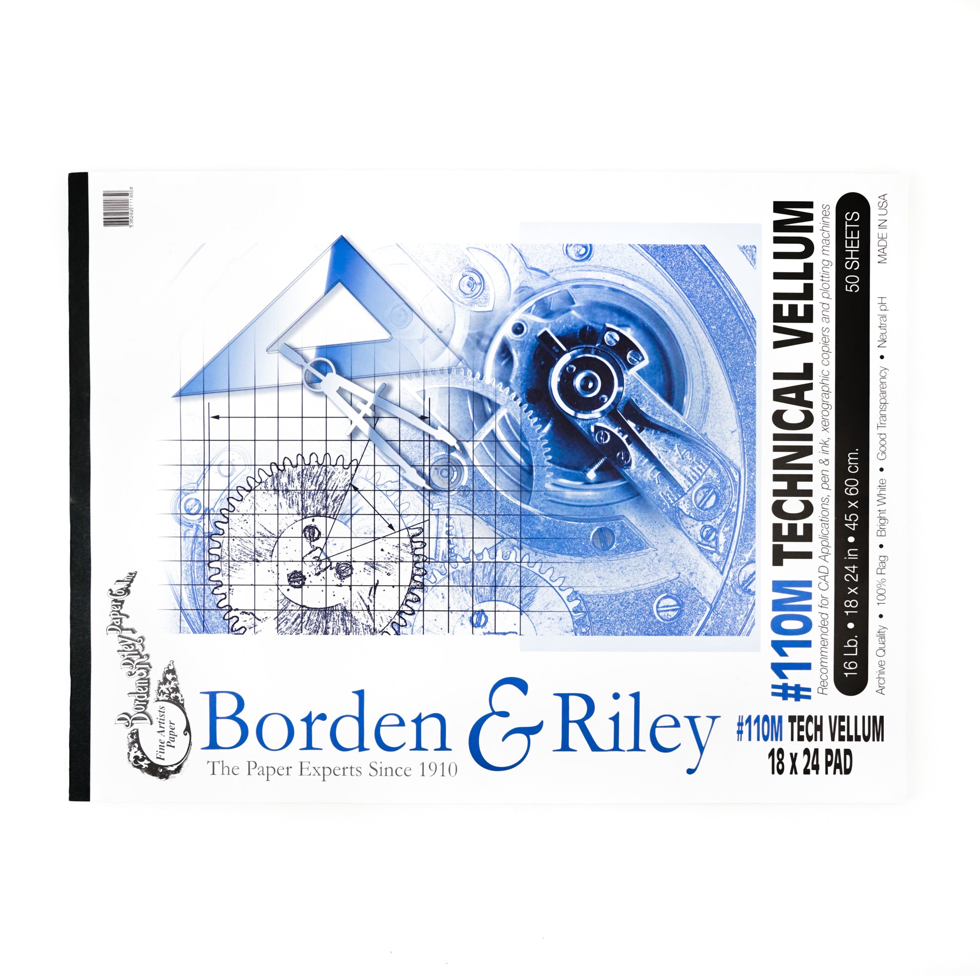 Borden and Riley #110M Technical Vellum Pad - 50 sheets - 18 x 24 inches by Borden and Riley - K. A. Artist Shop