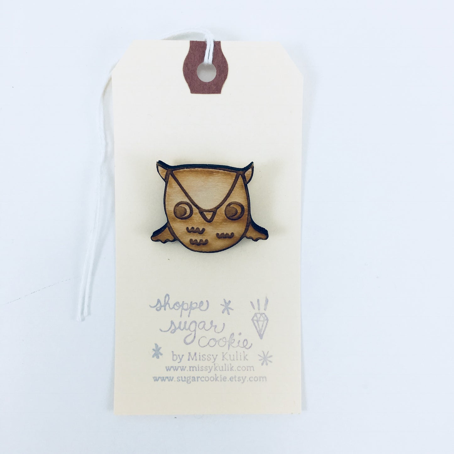 Shoppe Sugar Cookie Wooden Pins by Missy Kulik - Owl Head by Missy Kulik - K. A. Artist Shop