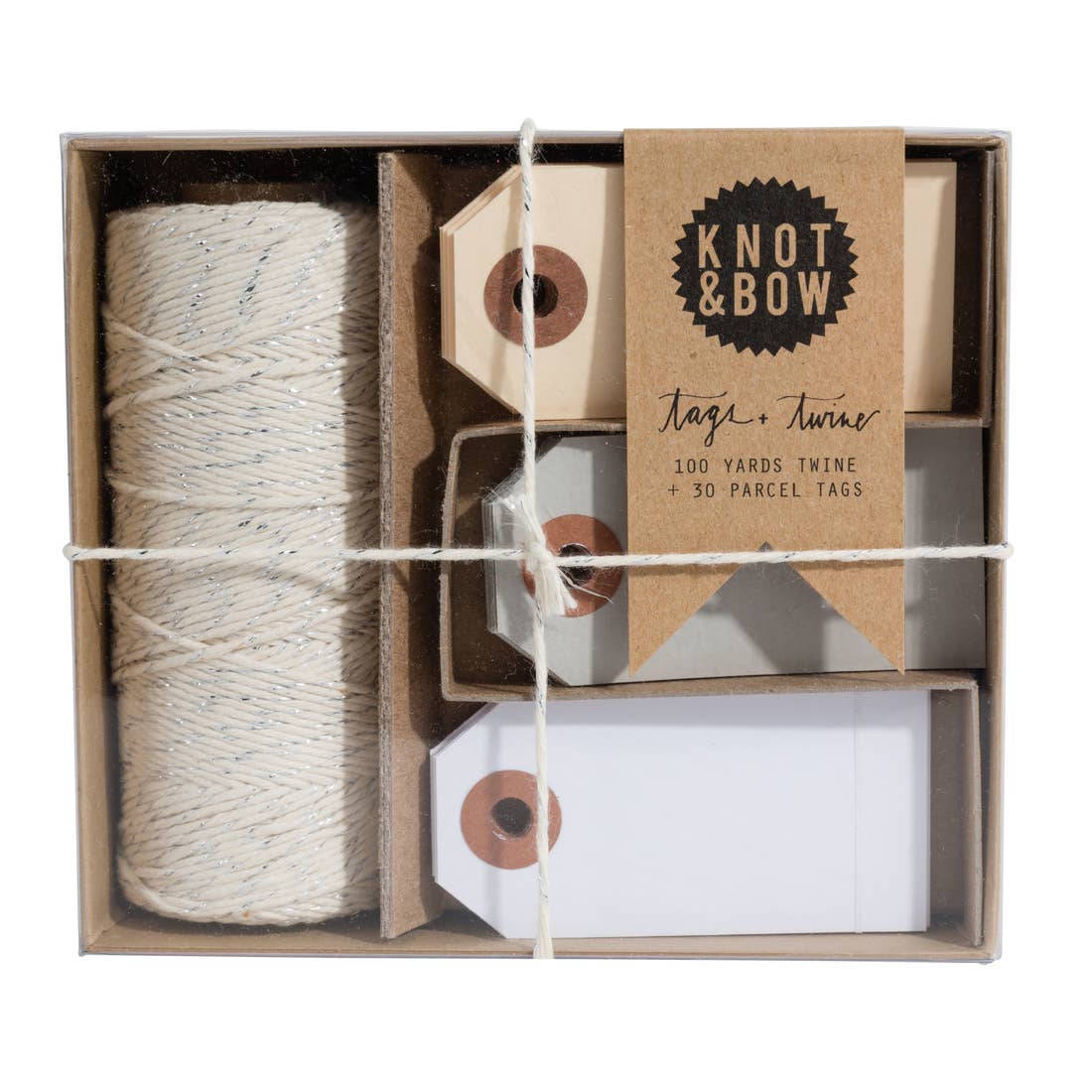 Knot & Bow Glitter Tag and Twine Box - Silver by Knot & Bow - K. A. Artist Shop
