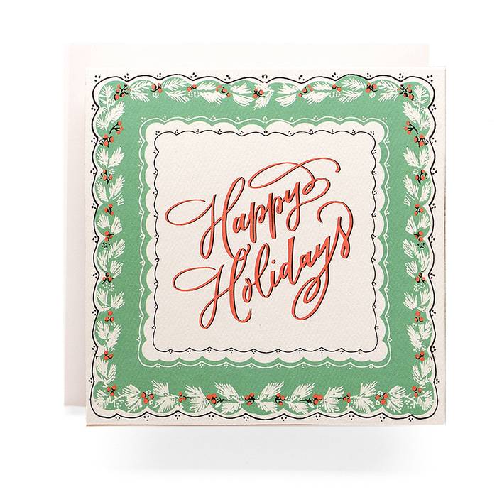 Antiquaria Handkerchief Holiday Greeting Card - by Antiquaria - K. A. Artist Shop