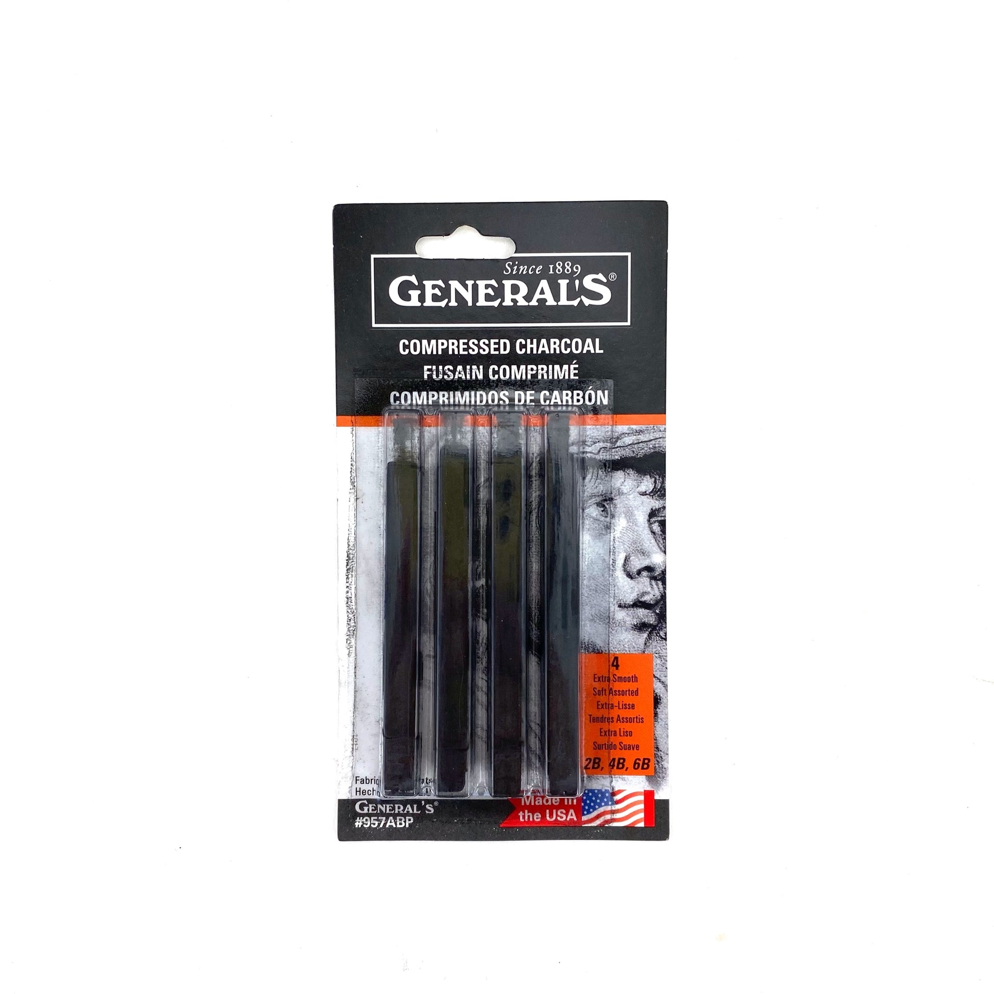 General's Compressed Black Charcoal Sets - 4 Assorted Sticks - 2B, 4B, 6B by General's - K. A. Artist Shop