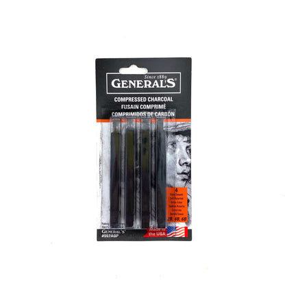 General's Compressed Black Charcoal Sets - 4 Assorted Sticks - 2B, 4B, 6B by General's - K. A. Artist Shop