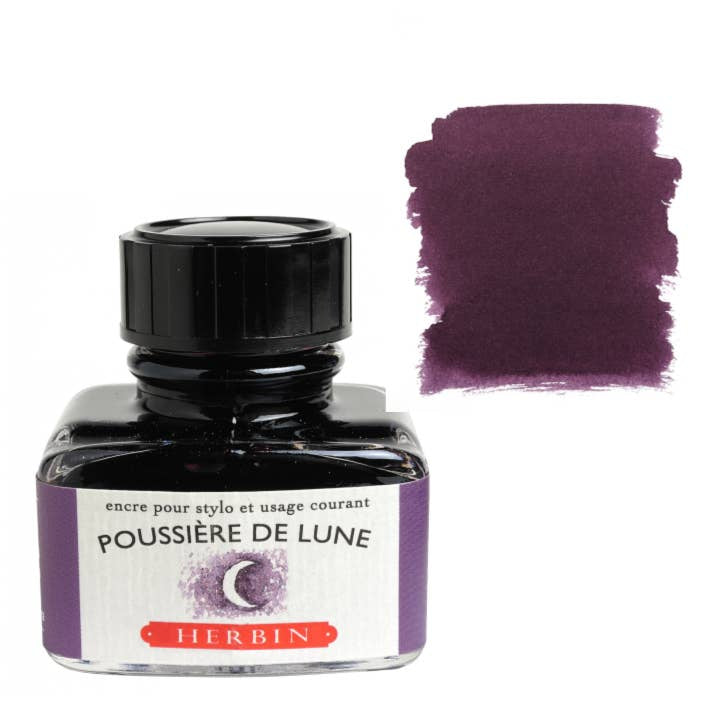 Herbin Fountain Ink Bottle - 30 ml - Poussiere de Lune (Dark Dusty Purple) by Herbin - K. A. Artist Shop