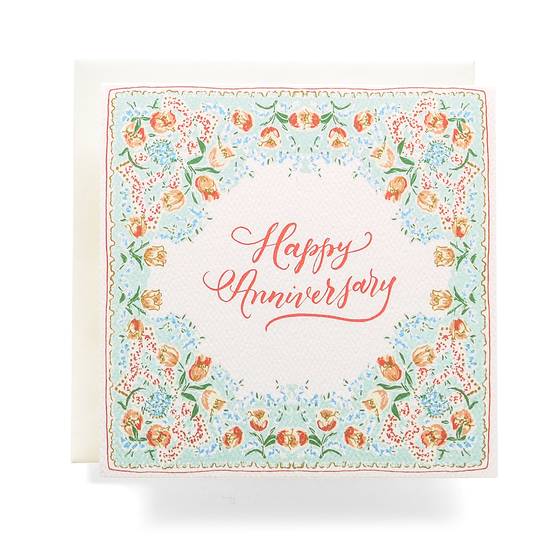 Antiquaria Handkerchief Anniversary Greeting Card - by Antiquaria - K. A. Artist Shop