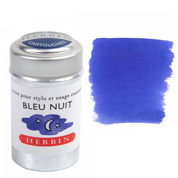 Herbin Fountain Pen Ink Cartridges - Tin of 6 - Bleu Nuit (Midnight Blue) by Herbin - K. A. Artist Shop