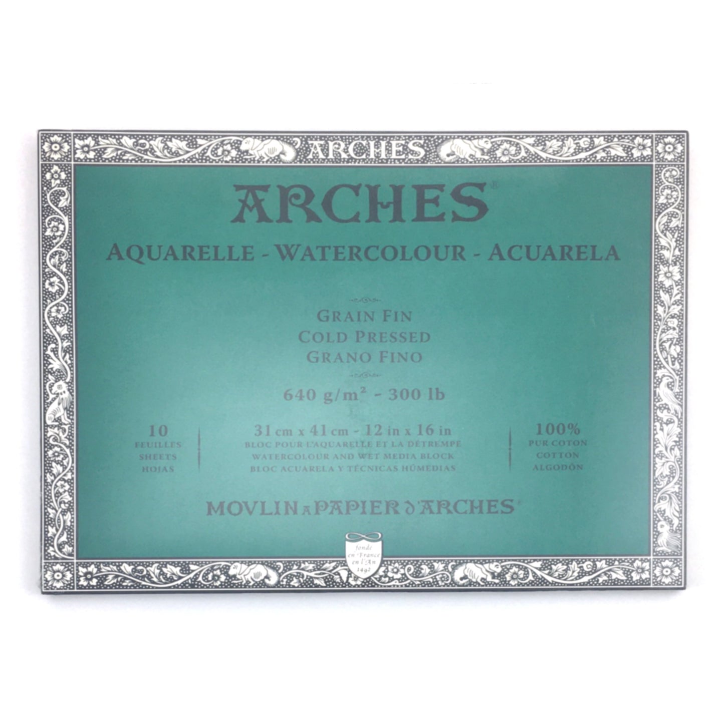Arches Aquarelle Watercolor Block - Cold Press - 640 gsm - 10 sheets - 12 x 16 inches by Arches - K. A. Artist Shop