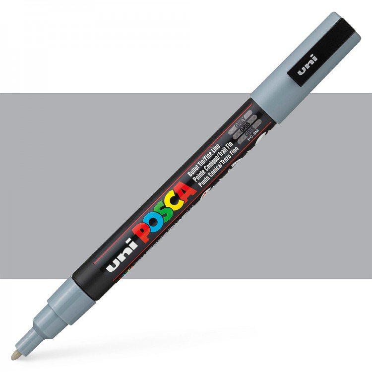 POSCA Acrylic Paint Markers - PC-3M 0.9-1.3mm Bullet Tip - Grey by POSCA - K. A. Artist Shop