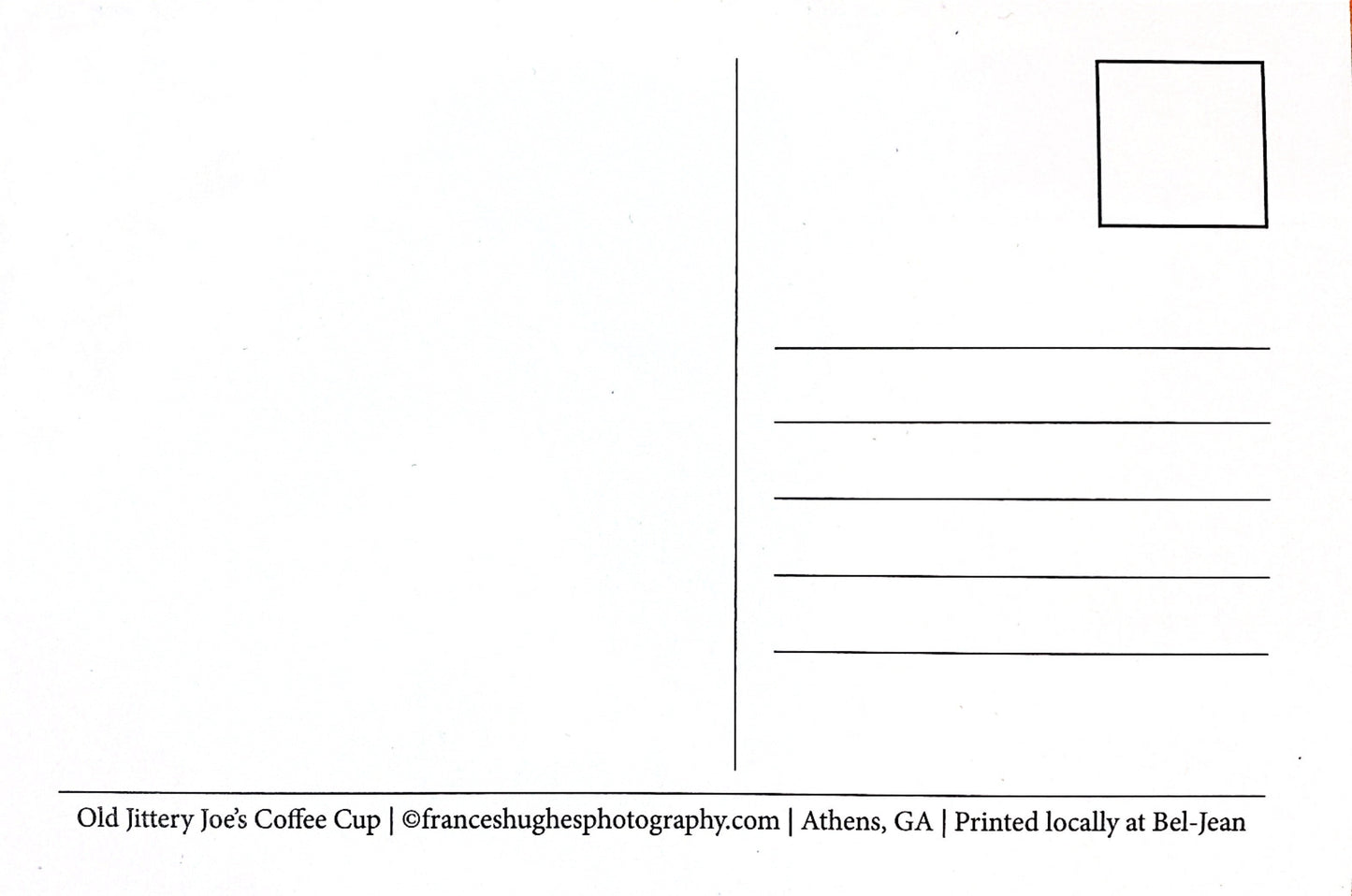 Athens, GA Postcards by Frances Hughes - Old Jittery Joe’s Roaster Coffee Cup - by Frances Hughes - K. A. Artist Shop