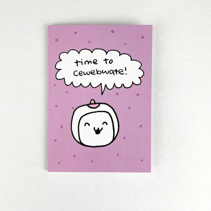 Tofu Baby Greeting Cards by Missy Kulik - "time to cewebwate!" by Missy Kulik - K. A. Artist Shop