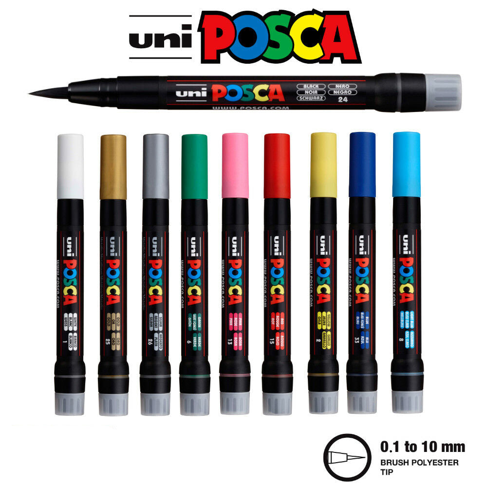 Posca PCF-350 Brush Black Paint Marker