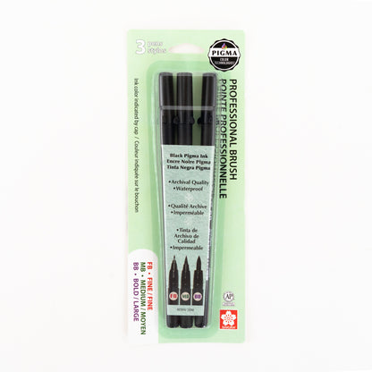 Pigma Professional Brush Pens - Set of 3 - by Sakura - K. A. Artist Shop