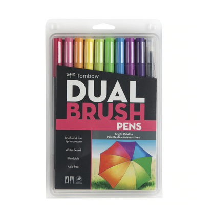 Tombow Dual Brush Pens - Set of 10 - Bright Palette by Tombow - K. A. Artist Shop