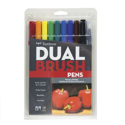 Tombow Dual Brush Pens - Set of 10 - Primary Palette by Tombow - K. A. Artist Shop