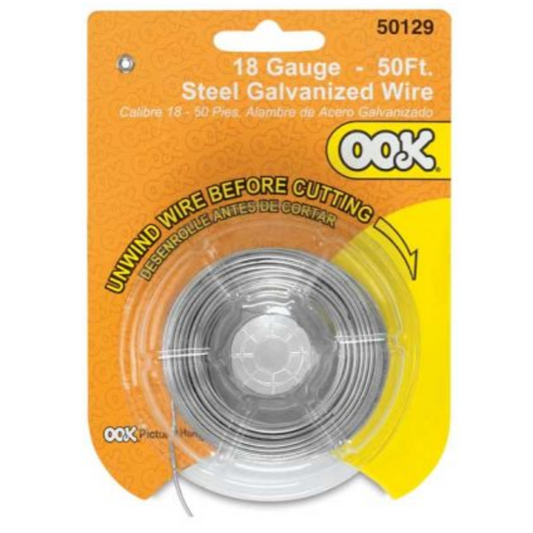 Steel Galvanized Picture Hanging Wire by Ook - 18 gauge (50ft) by Ook - K. A. Artist Shop