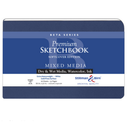 Beta Series Premium Mixed Media Sketchbook - Cold Pressed Surface - 8.5 x 5.5 inches by Stillman & Birn - K. A. Artist Shop