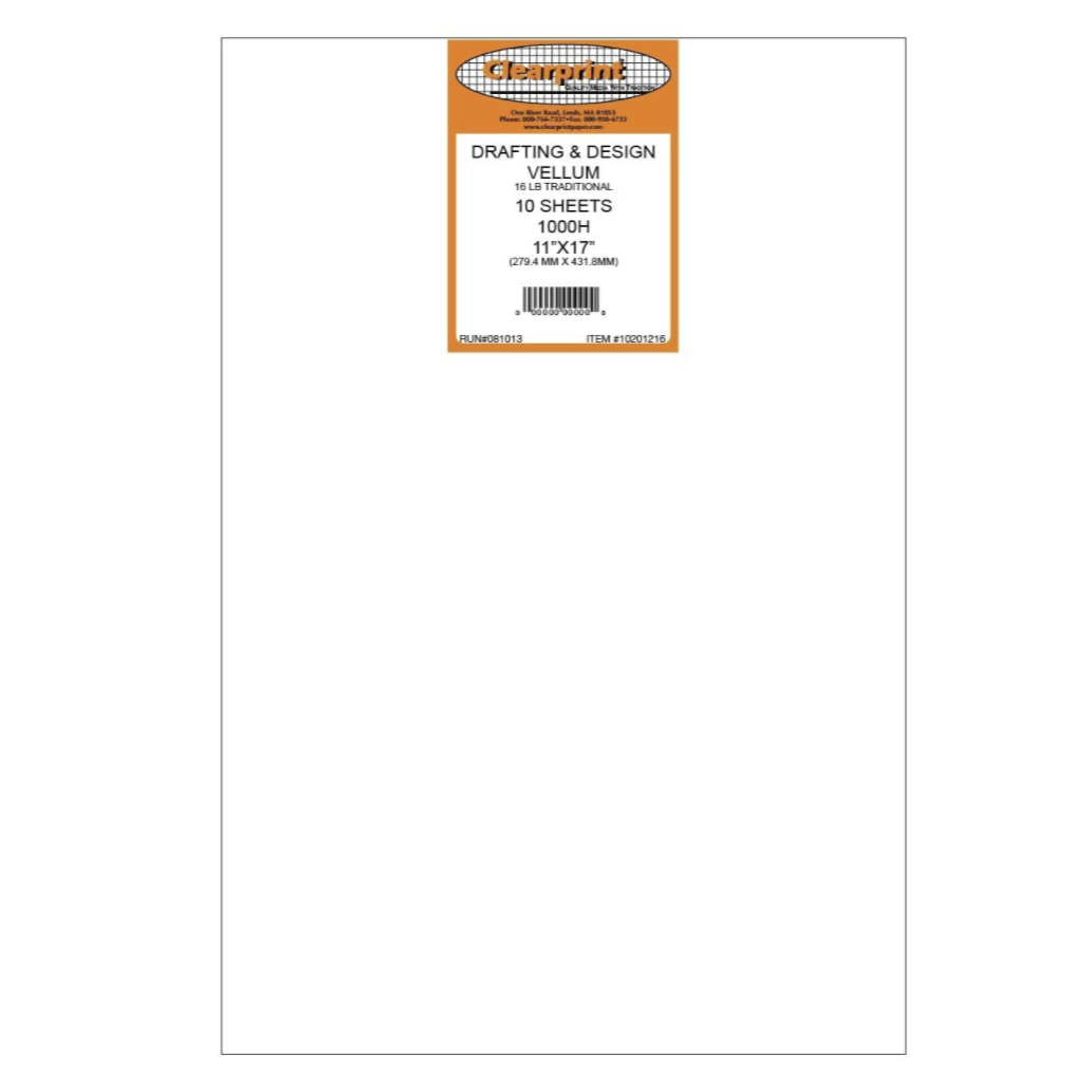 Clearprint Drafting & Design Vellum - 11 x 17 inches / Unprinted / 10 sheets/pack - by Clearprint - K. A. Artist Shop